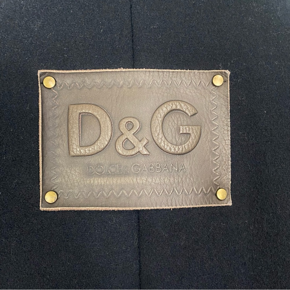 Dolce & Gabbana Wool Pea Coat‎ Black Leather Back Patch XS - Picture 11 of 13